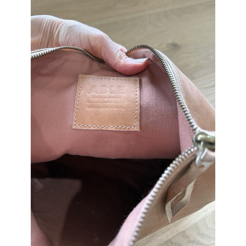 Able Purse Beige Tan Leather Bag Zipper Pouch Wallet Folded Cosmetic Leather - Picture 6 of 8